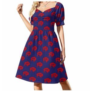 No Brand Women’s Small Buffalo Bills NY Red Blue Knee Length Sleeveless Dress